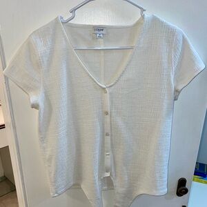 J. Crew White Button-Up & Front Tie Women's Top